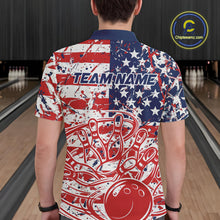 Load image into Gallery viewer, Custom Splatter Patriotic US Flag Bowling Polo Shirts For Men, American Bowling Jersey IPHW9257