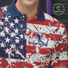 Load image into Gallery viewer, Custom Splatter Patriotic US Flag Bowling Polo Shirts For Men, American Bowling Jersey IPHW9257