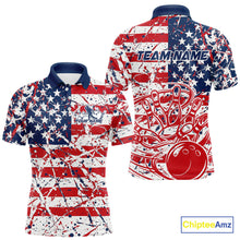 Load image into Gallery viewer, Custom Splatter Patriotic US Flag Bowling Polo Shirts For Men, American Bowling Jersey IPHW9257