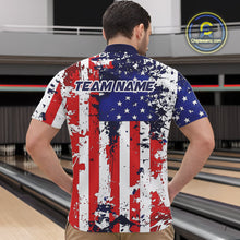 Load image into Gallery viewer, Custom Grunge US Flag Patriotic Bowling Quarter-Zip Shirts For Men, US Bowling League Shirt IPHW9258