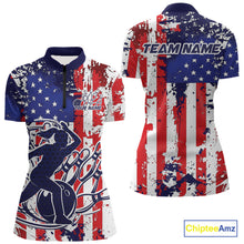 Load image into Gallery viewer, Custom Grunge US Flag Patriotic Bowling Women Quarter-Zip Shirts, US Bowling League Shirt IPHW9258