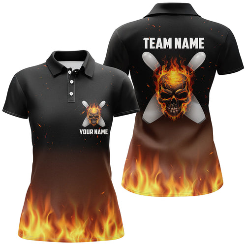 Flame Women's Custom Bowling Shirts, Personalized Team Bowlers Jersey Short Sleeves IPHW5187