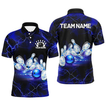 Load image into Gallery viewer, Blue Thunder Lightning Custom Bowling Shirts For Men, Bowling League Shirts Bowling Jersey IPHW7332