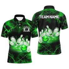 Load image into Gallery viewer, Green Thunder Lightning Custom Bowling Shirts For Men, Bowling League Shirts Bowling Jersey IPHW7333