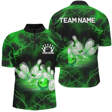 Load image into Gallery viewer, Green Thunder Lightning Custom Bowling Shirts For Men, Bowling League Shirts Bowling Jersey IPHW7333