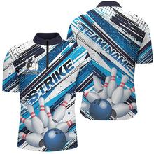 Load image into Gallery viewer, Blue Diagonal Stripes Custom Bowling Shirts For Men, Bowling Jerseys Team Uniform IPHW7642