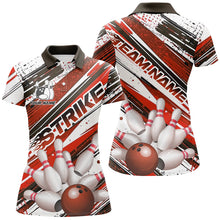 Load image into Gallery viewer, Red Diagonal Stripes Custom Bowling Shirts For Women, Bowling Jerseys Team Uniform IPHW7643