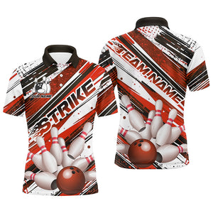 Red Diagonal Stripes Custom Bowling Shirts For Men, Bowling Jerseys Team Uniform IPHW7643