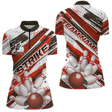 Load image into Gallery viewer, Red Diagonal Stripes Custom Bowling Shirts For Women, Bowling Jerseys Team Uniform IPHW7643