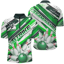 Load image into Gallery viewer, Green Diagonal Stripes Custom Bowling Shirts For Men, Bowling Jerseys Team Uniform IPHW7644