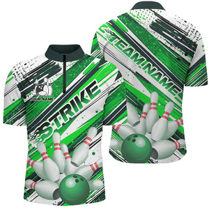 Green Diagonal Stripes Custom Bowling Shirts For Men, Bowling Jerseys Team Uniform IPHW7644