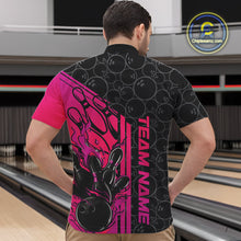 Load image into Gallery viewer, Custom Black And Pink Purple Flame Bowling Quarter-Zip Shirts For Men, Bowling Pattern Shirt IPHW9272