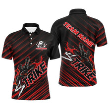 Load image into Gallery viewer, Custom Black And Red Flame Strike Bowling Shirts For Men, Bowling League Bowling Uniform IPHW7338