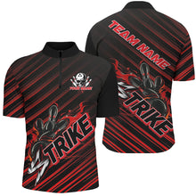 Load image into Gallery viewer, Custom Black And Red Flame Strike Bowling Shirts For Men, Bowling League Bowling Uniform IPHW7338