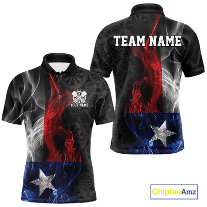 Custom Patriotic Texas Flag Smoke Flame Dart Jersey, Dart Team Men Polo Shirt IPHW12110