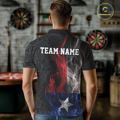 Custom Patriotic Texas Flag Smoke Flame Dart Jersey, Dart Team Men Polo Shirt IPHW12110