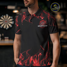 Load image into Gallery viewer, Custom Black And Red Flame Dartboard Dart Polo Shirts For Men, Dart Players Outfits IPHW9963