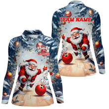 Load image into Gallery viewer, Funny Santa Playing Bowling Custom Christmas Ladies Bowling Shirt, Christmas Bowlers Outfit IPHW7845