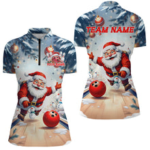 Load image into Gallery viewer, Funny Santa Playing Bowling Custom Christmas Ladies Bowling Shirt, Christmas Bowlers Outfit IPHW7845