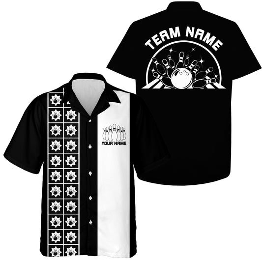 Custom Retro Style Bowling Button Up Shirt, Vintage Bowling Hawaiian Team Shirt IPHW10080