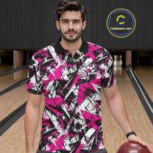 Load image into Gallery viewer, Custom Graffity Pink Camo Bowling Team Men Polo Shirts, Camouflage Bowling Jerseys IPHW10214