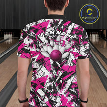 Load image into Gallery viewer, Custom Graffity Pink Camo Bowling Team Men Polo Shirts, Camouflage Bowling Jerseys IPHW10214