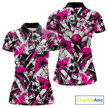 Load image into Gallery viewer, Custom Graffity Pink Camo Bowling Team Women Polo Shirts, Camouflage Bowling Jerseys IPHW10214