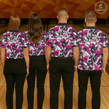 Load image into Gallery viewer, Custom Graffity Pink Camo Bowling Team Men Polo Shirts, Camouflage Bowling Jerseys IPHW10214