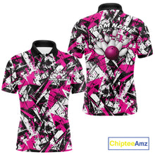 Load image into Gallery viewer, Custom Graffity Pink Camo Bowling Team Men Polo Shirts, Camouflage Bowling Jerseys IPHW10214