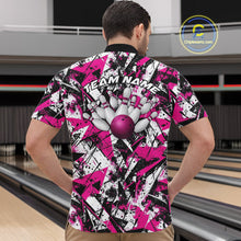 Load image into Gallery viewer, Custom Graffity Pink Camo Bowling Team Men Quarter-Zip Shirts, Camouflage Bowling Jerseys IPHW10214