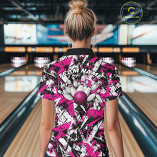 Load image into Gallery viewer, Custom Graffity Pink Camo Bowling Team Women Shirts, Camouflage Bowling Jerseys IPHW10214