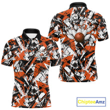 Load image into Gallery viewer, Custom Graffity Orange Camo Bowling Team Men Polo Shirts, Camouflage Bowling Jerseys IPHW10216