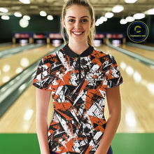 Load image into Gallery viewer, Custom Graffity Orange Camo Bowling Team Women Shirts, Camouflage Bowling Jerseys IPHW10216