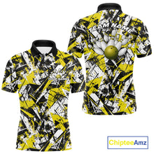 Load image into Gallery viewer, Custom Graffity Yellow Camo Bowling Team Men Polo Shirts, Camouflage Bowling Jerseys IPHW10217