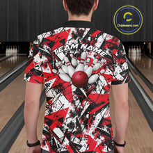 Load image into Gallery viewer, Custom Graffity Red Camo Bowling Team Men Polo Shirts, Camouflage Bowling Jerseys IPHW10218