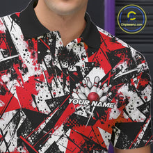 Load image into Gallery viewer, Custom Graffity Red Camo Bowling Team Men Polo Shirts, Camouflage Bowling Jerseys IPHW10218