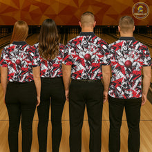 Load image into Gallery viewer, Custom Graffity Red Camo Bowling Team Men Polo Shirts, Camouflage Bowling Jerseys IPHW10218