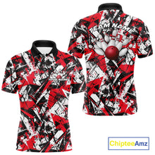 Load image into Gallery viewer, Custom Graffity Red Camo Bowling Team Men Polo Shirts, Camouflage Bowling Jerseys IPHW10218