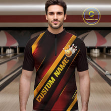 Load image into Gallery viewer, Custom Red And Gold Bowling Tournament Shirts For Men And Women With Name, Bowler Outfit IPHW10645