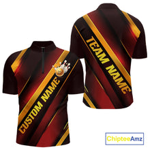Load image into Gallery viewer, Custom Red And Gold Bowling Tournament Shirts For Men And Women With Name, Bowler Outfit IPHW10645