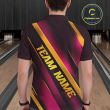 Load image into Gallery viewer, Custom Pink And Gold Bowling Tournament Shirts For Men And Women With Name, Bowler Outfit IPHW10646
