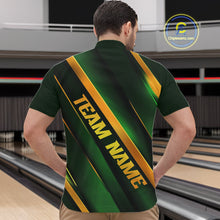 Load image into Gallery viewer, Custom Green And Gold Bowling Tournament Shirts For Men And Women With Name, Bowler Outfit IPHW10647