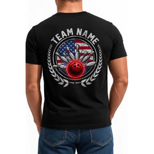 Load image into Gallery viewer, Custom Bowling T-Shirts For Men, American Flag Patriotic US Bowling Team Outfit IPHW9069
