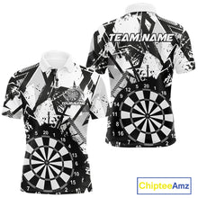Load image into Gallery viewer, Custom Grunge Splatter Black And White Dartboard Dart Team Men Polo Shirts, Dart Jerseys IPHW9970