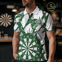 Load image into Gallery viewer, Custom Grunge Splatter Green And White Dartboard Dart Team Men Polo Shirts, Dart Jerseys IPHW9972