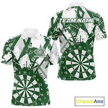 Load image into Gallery viewer, Custom Grunge Splatter Green And White Dartboard Dart Team Men Polo Shirts, Dart Jerseys IPHW9972
