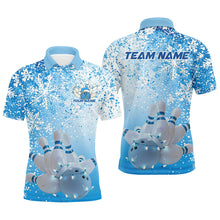 Load image into Gallery viewer, Blue Snowflake Custom Christmas Bowling Shirts For Men, Xmas Bowling Team Uniform Bowler Outfit IPHW7863