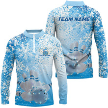 Load image into Gallery viewer, Blue Snowflake Custom Christmas Bowling Shirts For Men, Xmas Bowling Team Uniform Bowler Outfit IPHW7863