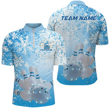 Load image into Gallery viewer, Blue Snowflake Custom Christmas Bowling Shirts For Men, Xmas Bowling Team Uniform Bowler Outfit IPHW7863