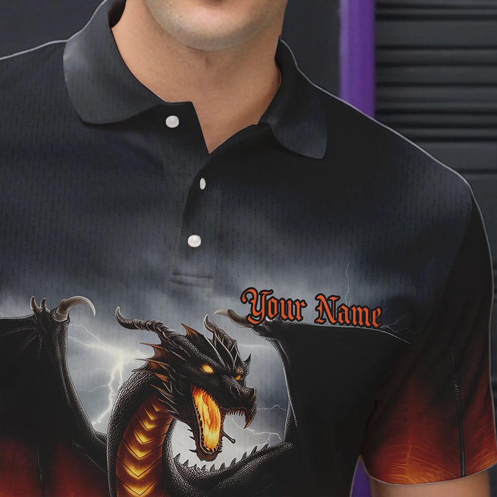 Custom Thunder Lightning Dragon Bowling Polo Shirts For Men,Dragon Bowling Team Shirt IPHW8300